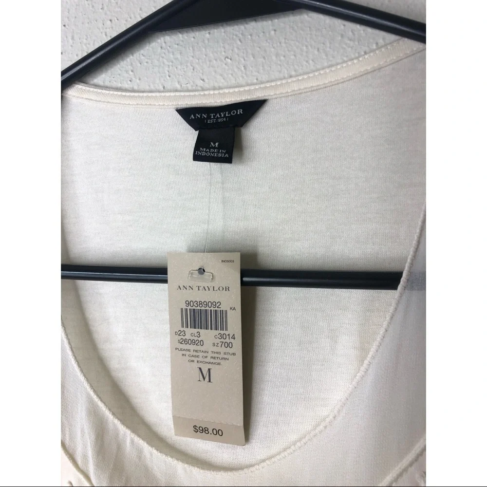 NWT Ann Taylor Cream Fringe Top - Picture 4 of 8